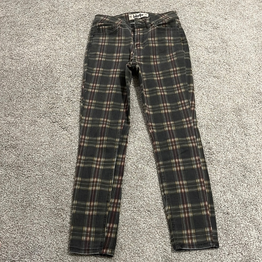 Indigo Rein plaid jeans size 5, W 27 L 27